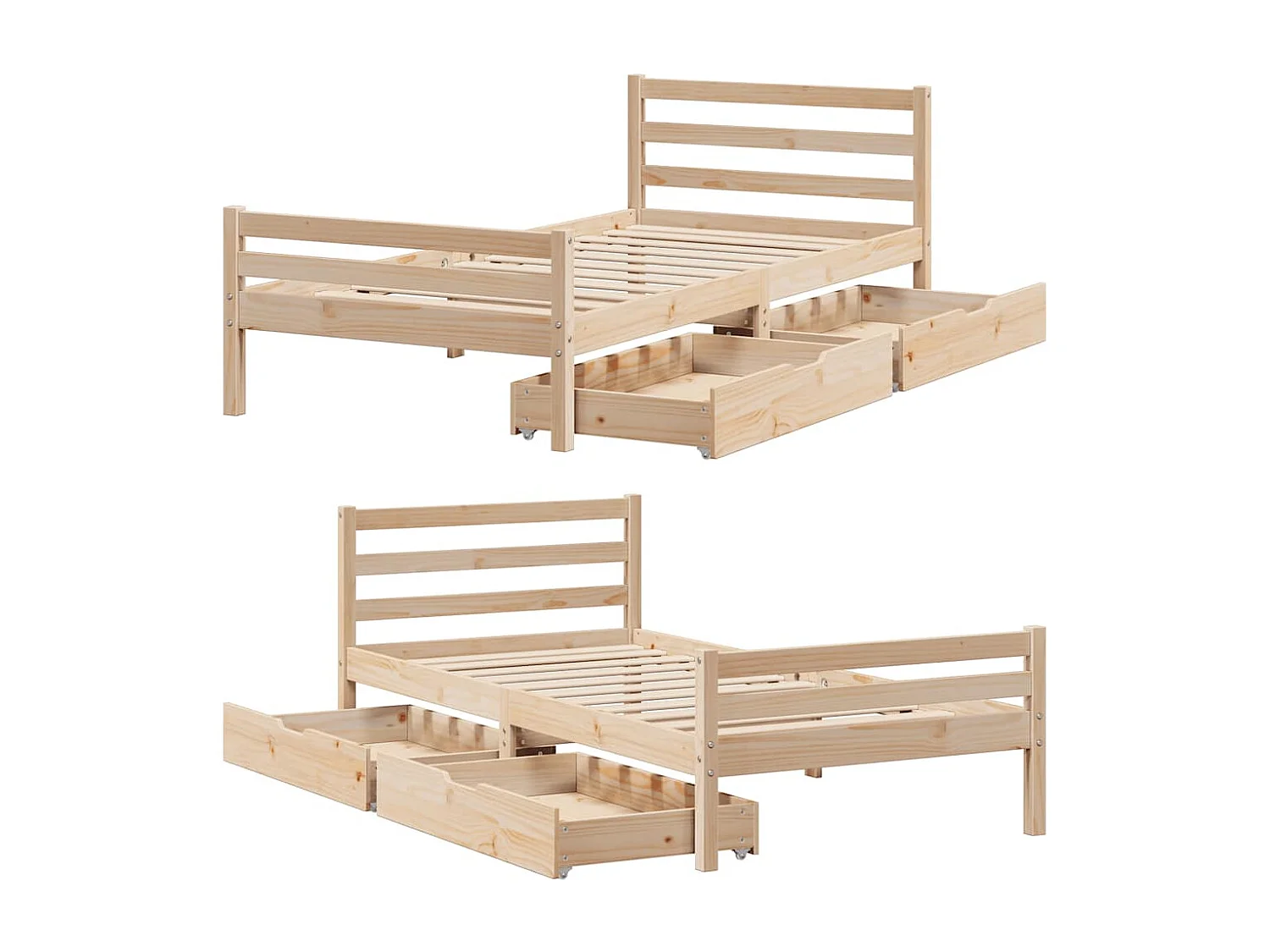 Lit simple | Lit adulte, enfant | Cadre de lit 100x200 cm bois massif de pin