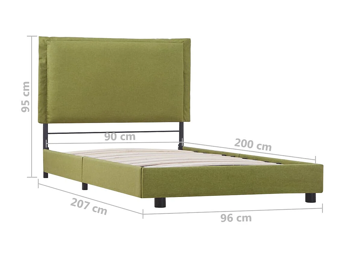 Lit simple | Lit adulte, enfant | Cadre de lit vert tissu 90x200 cm