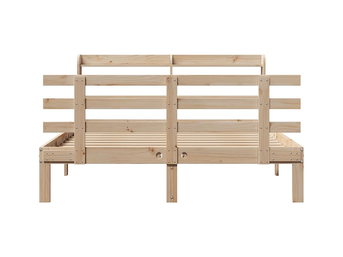 Letto per adulti | Letto matrimoniale | Giroletto con Testiera 140x190 cm in Legno Massello di Pino