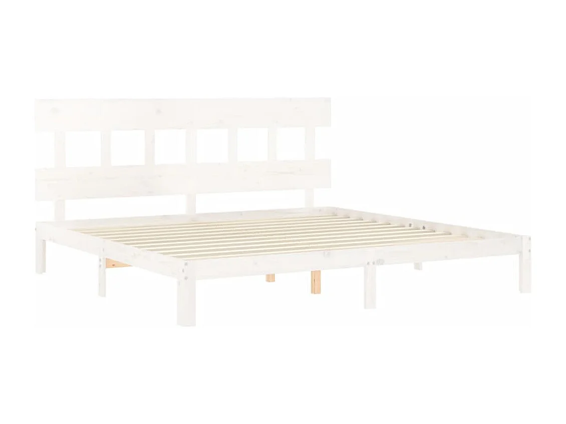 Lit double | Lit adulte | Cadre de lit blanc 200x200 cm bois massif de pin
