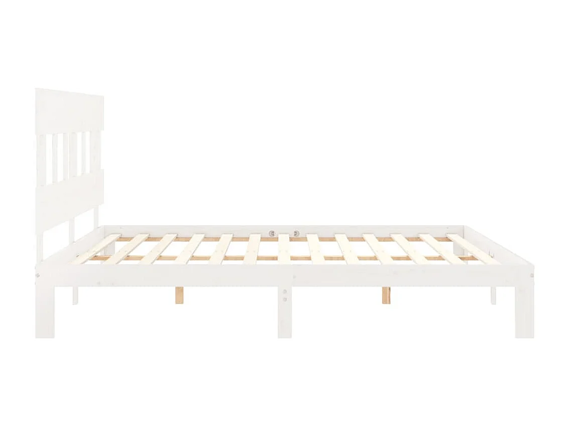 Lit double | Lit adulte | Cadre de lit blanc 200x200 cm bois massif de pin