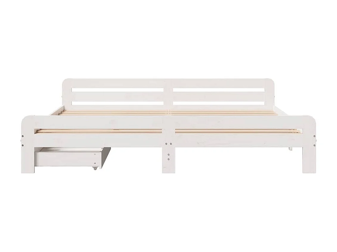 Letto per adulti | Letto matrimoniale | Giroletto senza Materasso Bianco 200x200 cm Legno Massello Pino