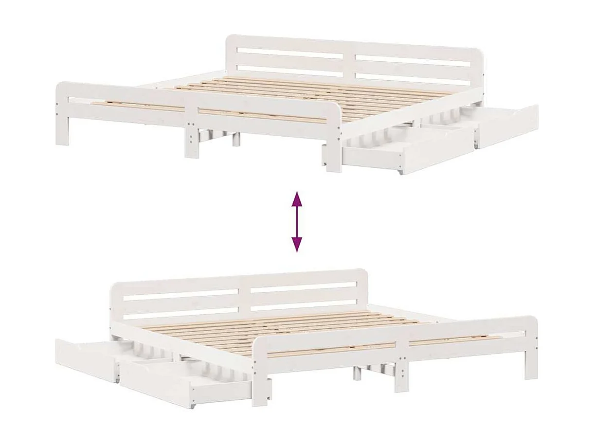 Letto per adulti | Letto matrimoniale | Giroletto senza Materasso Bianco 200x200 cm Legno Massello Pino