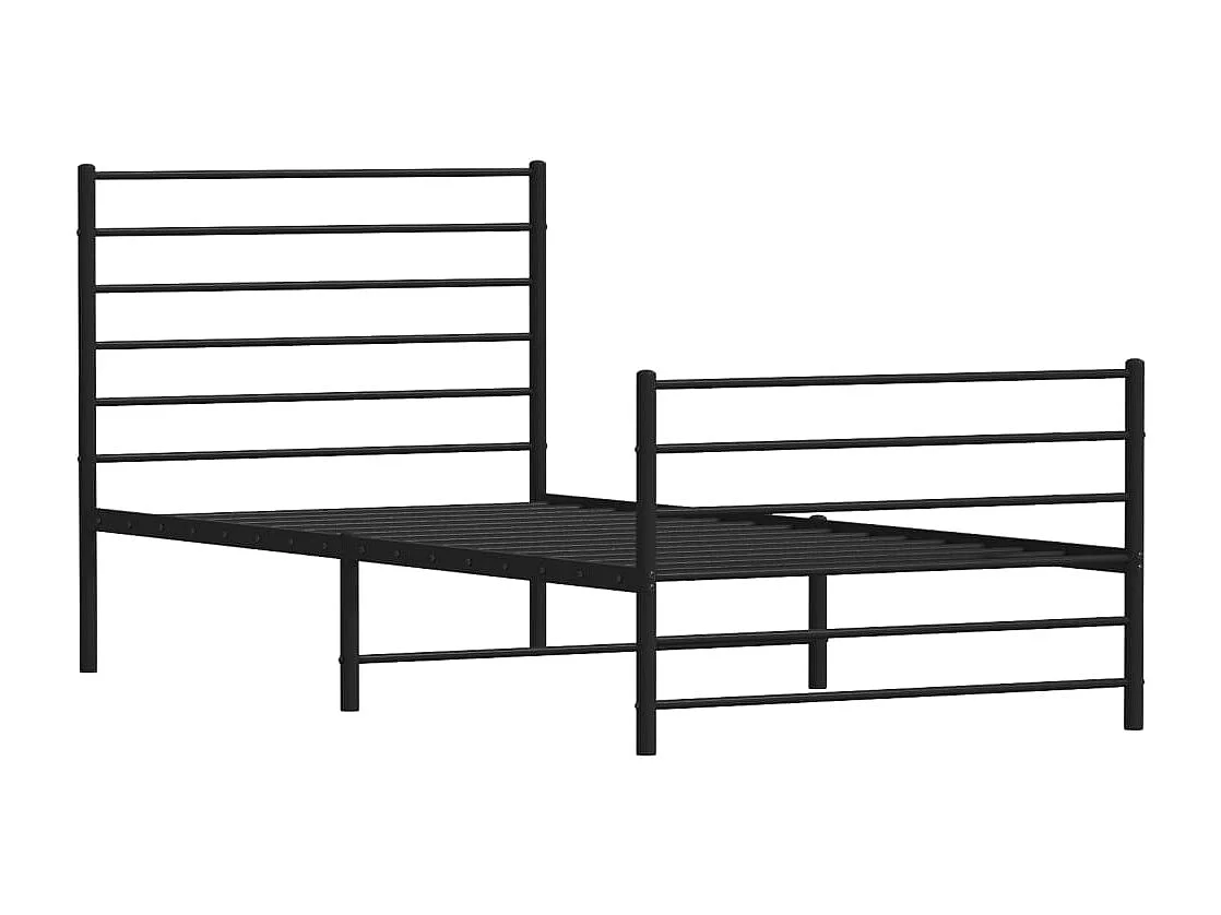 Lit simple | Lit adulte, enfant | Cadre de lit métal avec pied de lit noir 90x200 cm