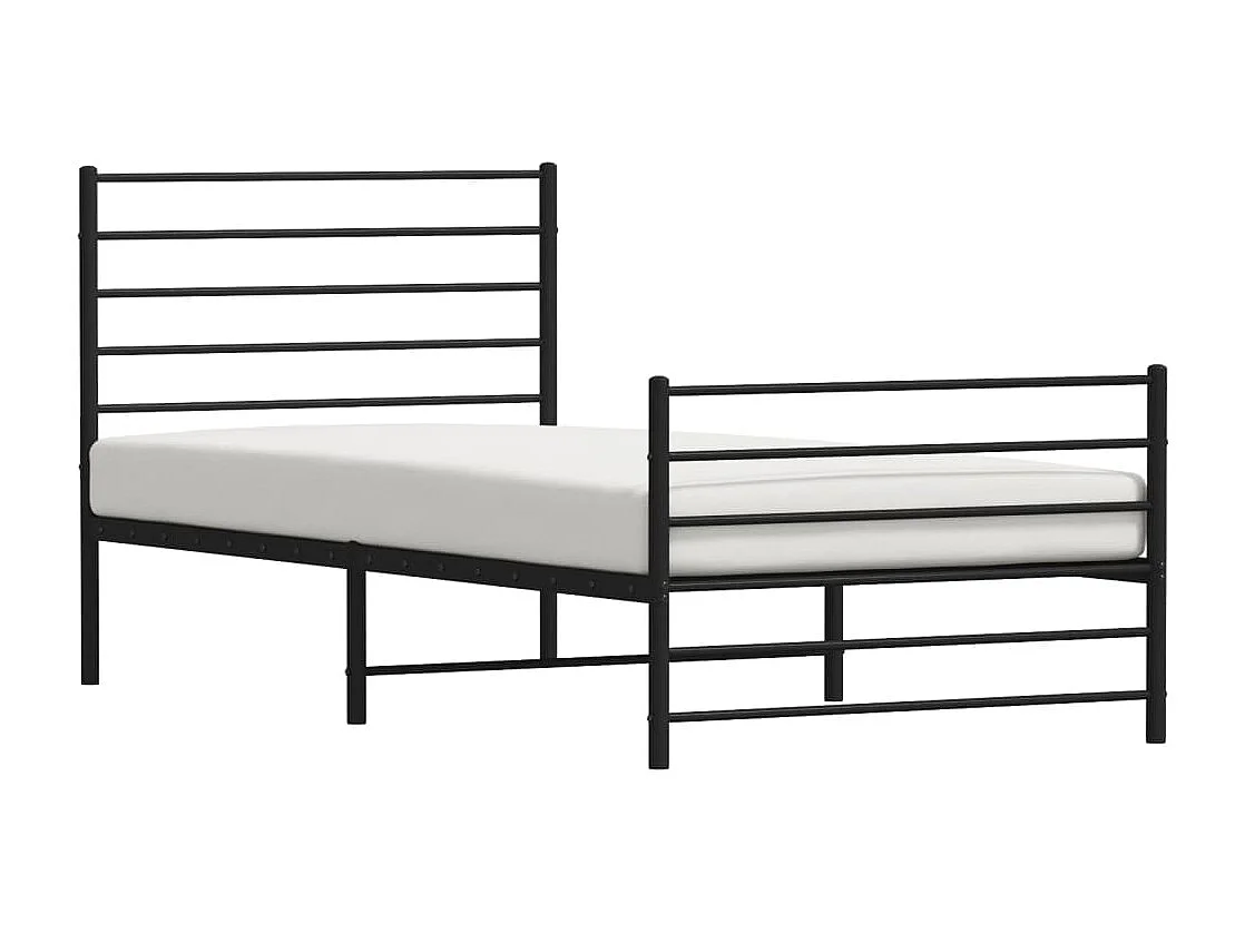 Lit simple | Lit adulte, enfant | Cadre de lit métal avec pied de lit noir 90x200 cm