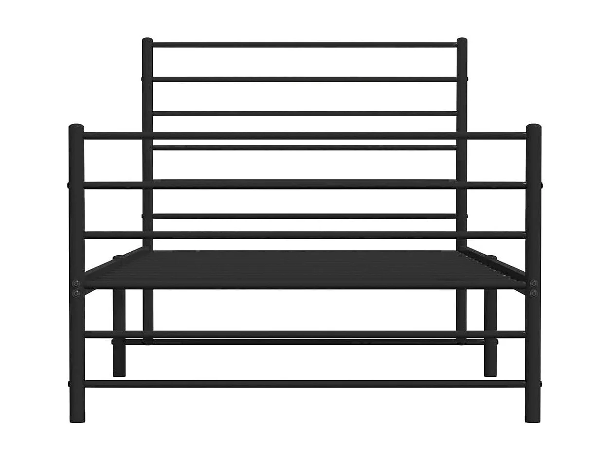 Lit simple | Lit adulte, enfant | Cadre de lit métal avec pied de lit noir 90x200 cm