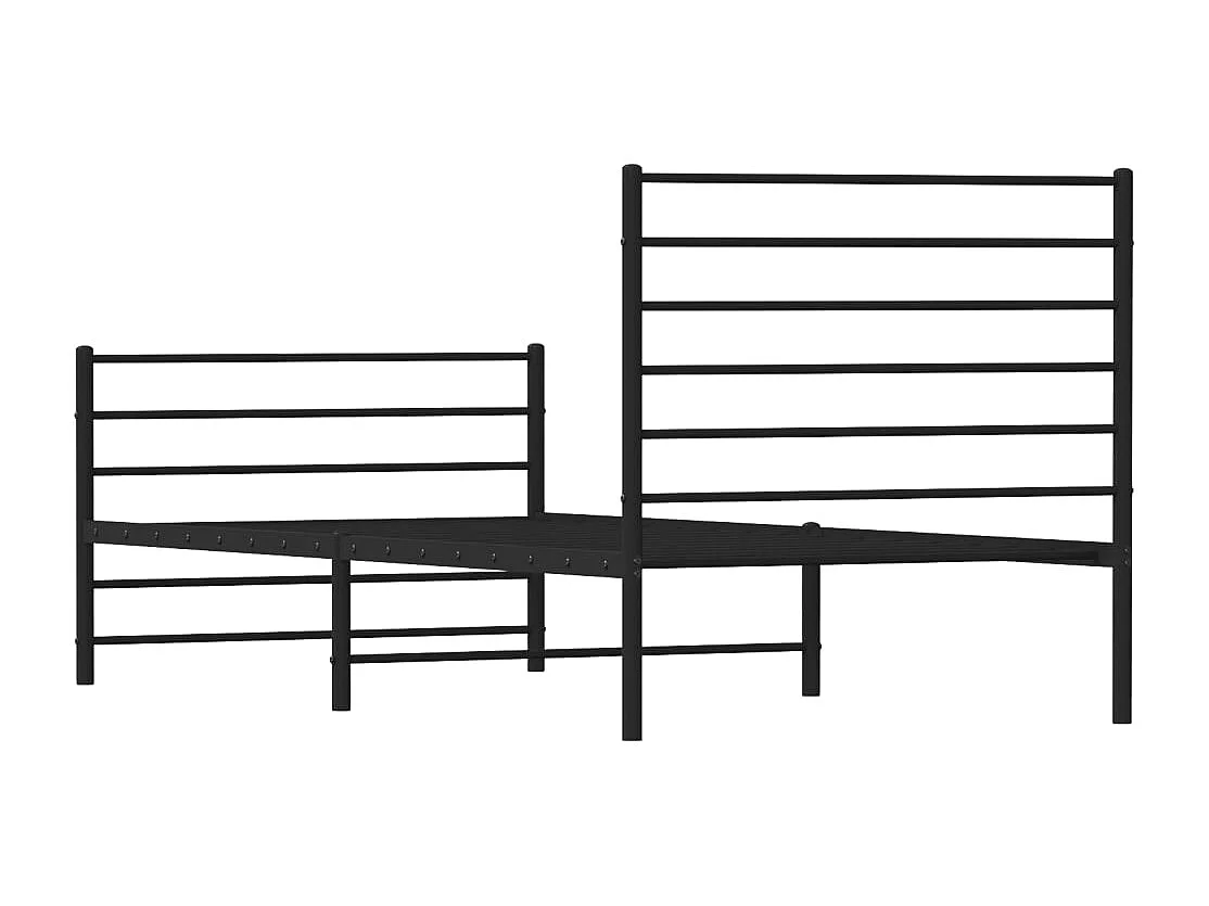 Lit simple | Lit adulte, enfant | Cadre de lit métal avec pied de lit noir 90x200 cm