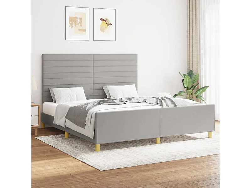 Lit double | Lit adulte | Cadre de lit gris clair 160x200 cm tissu