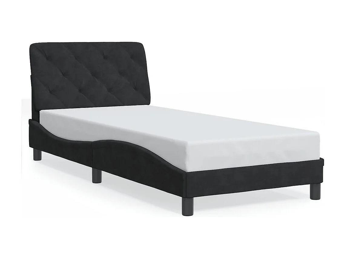 Lit simple | Lit adulte, enfant | Cadre de lit noir 90x190 cm velours
