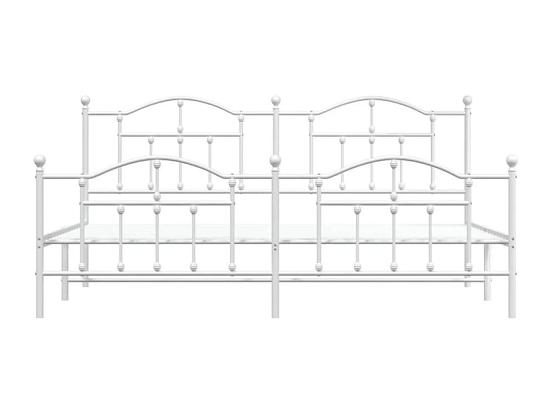 Lit double | Lit adulte | Cadre de lit métal et pied de lit blanc 193x203 cm