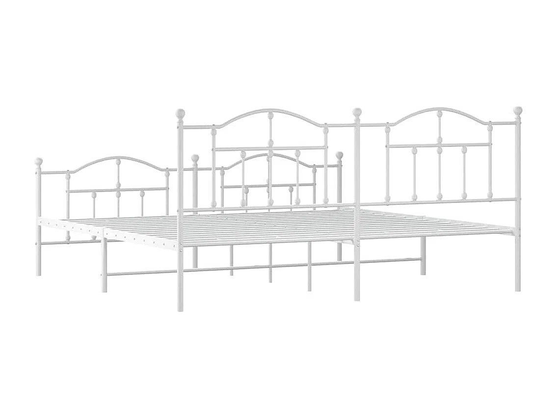 Lit double | Lit adulte | Cadre de lit métal et pied de lit blanc 193x203 cm