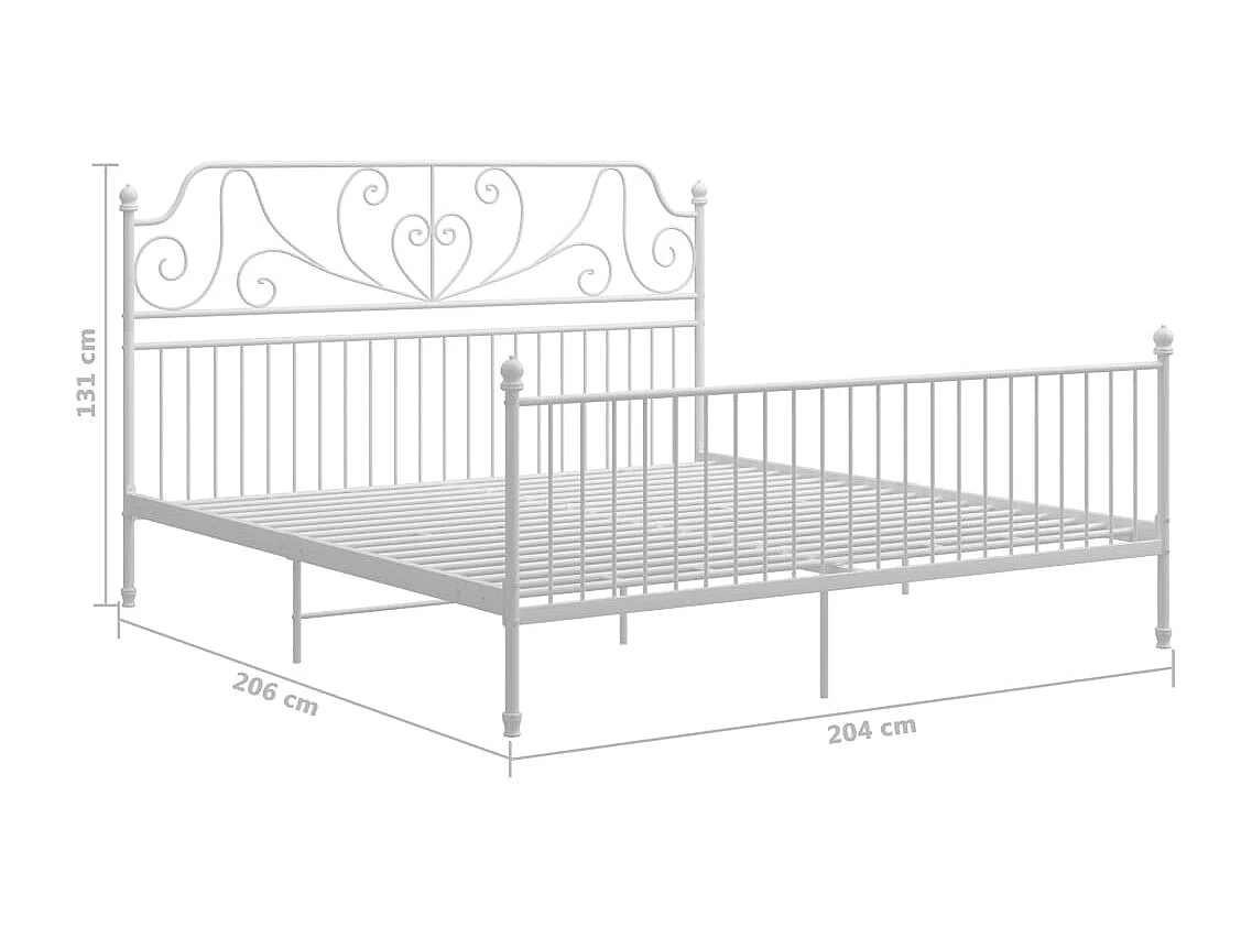 Lit double | Lit adulte | Cadre de lit blanc métal 200x200 cm