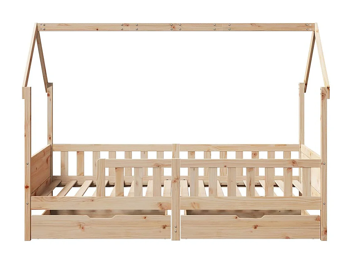 Lit simple | Lit enfant | Cadre de lit enfants avec tiroirs 90x190 cm bois