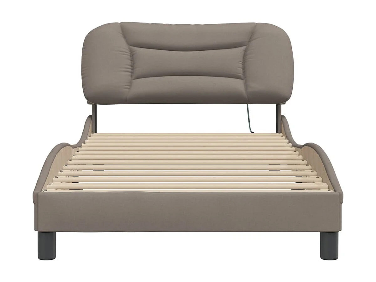 Lit simple | Lit adulte, enfant | Cadre de lit avec LED taupe 100x200 cm tissu