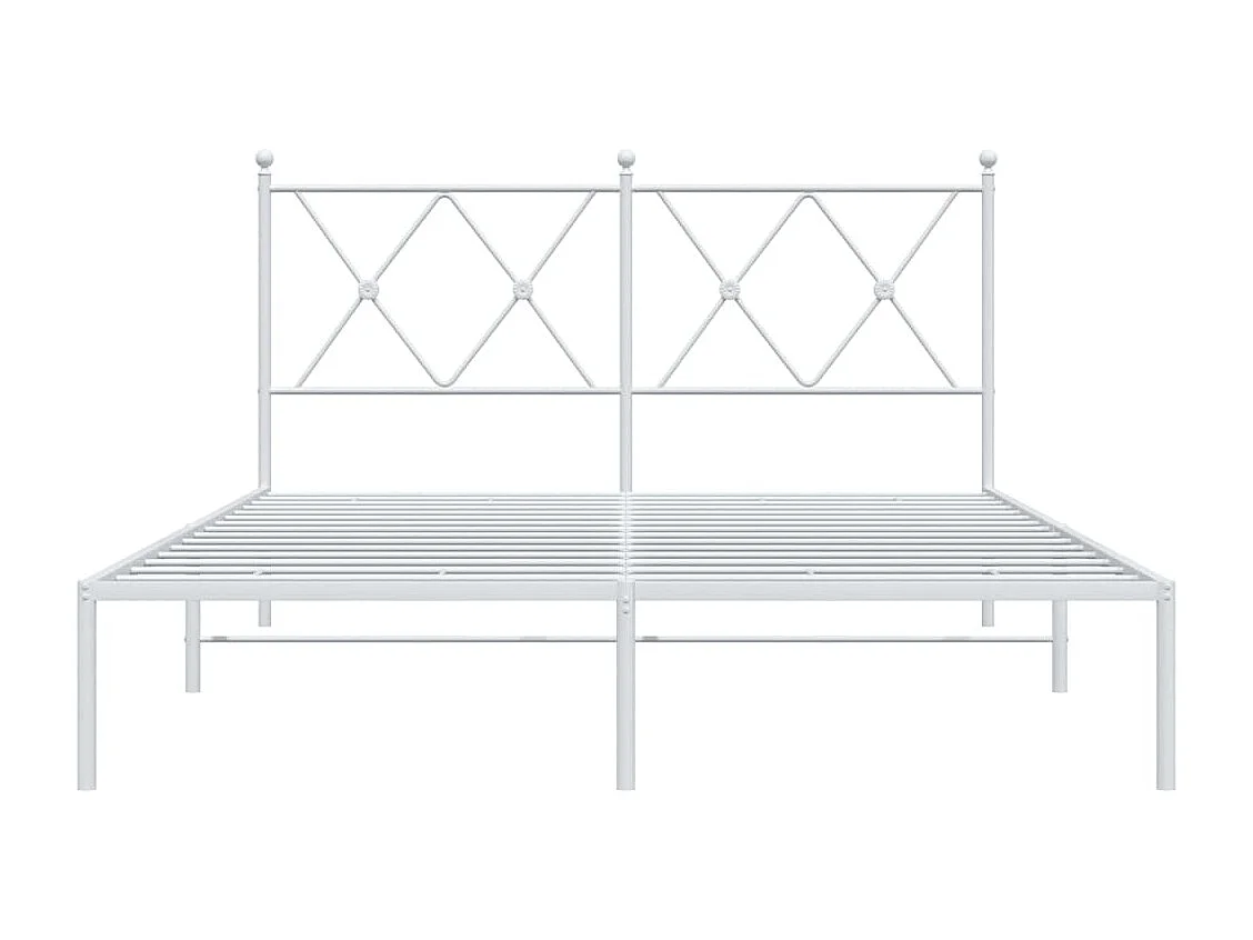 Lit double | Lit adulte | Cadre de lit métal et tête de lit blanc 135x190 cm