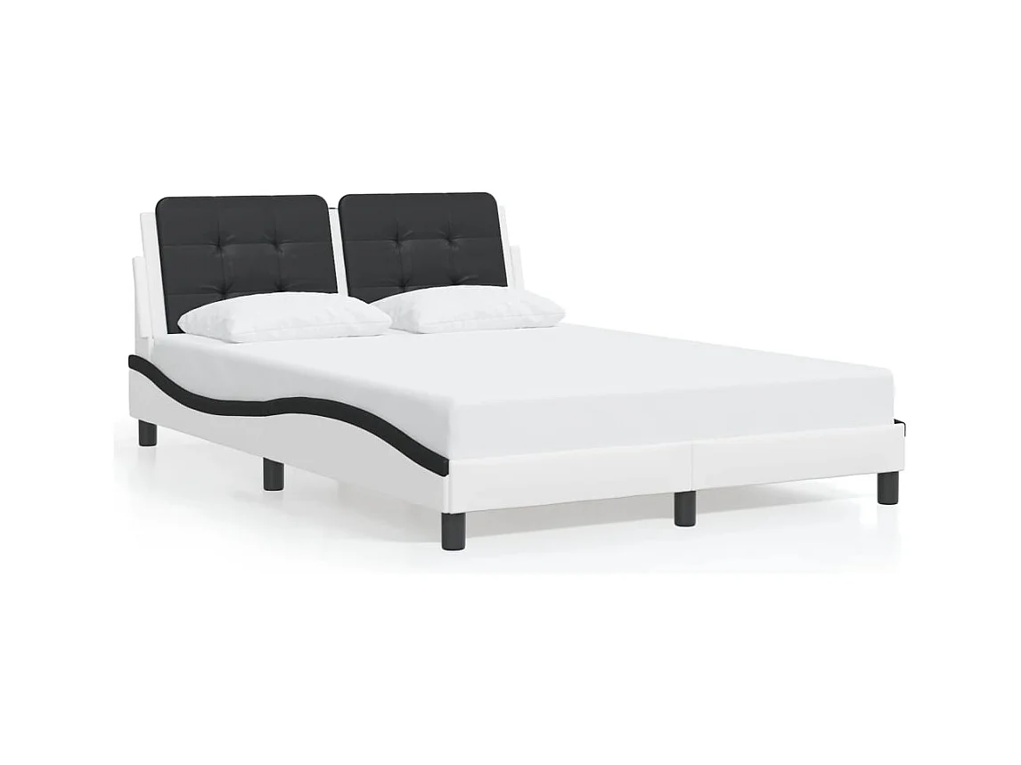 Lit double | Lit adulte | Cadre de lit avec LED blanc et noir 140x190 cm
