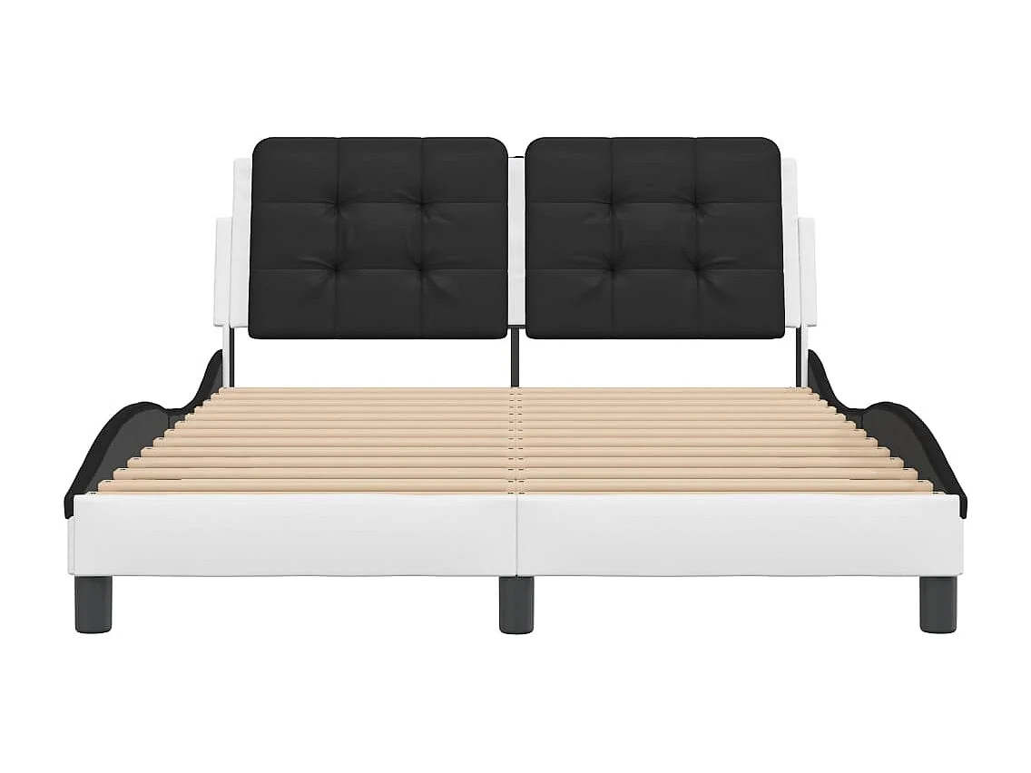 Lit double | Lit adulte | Cadre de lit avec LED blanc et noir 140x190 cm