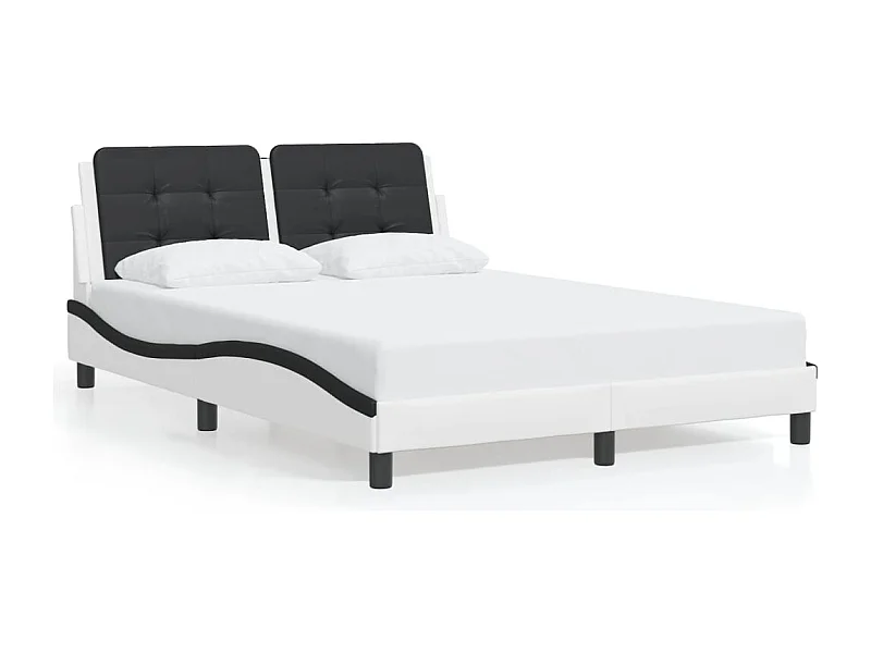 Lit double | Lit adulte | Cadre de lit avec LED blanc et noir 140x190 cm