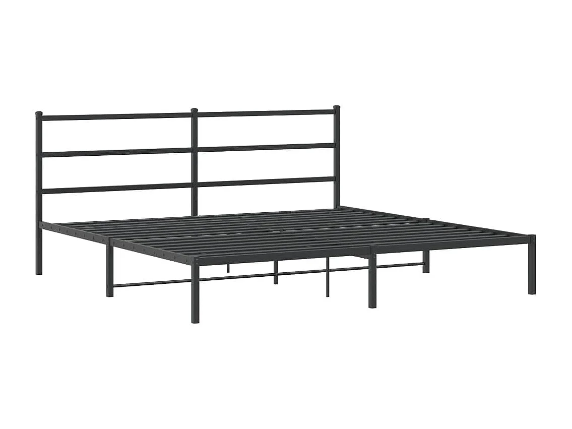 Lit double | Lit adulte | Cadre de lit métal avec tête de lit noir 183x213cm