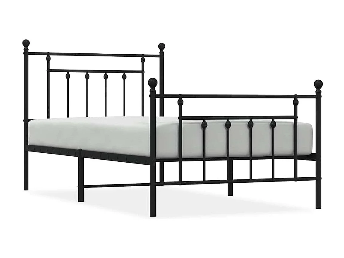 Lit simple | Lit adulte, enfant | Cadre de lit métal avec pied de lit noir 100x190cm