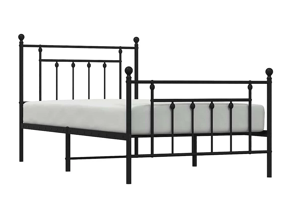 Lit simple | Lit adulte, enfant | Cadre de lit métal avec pied de lit noir 100x190cm
