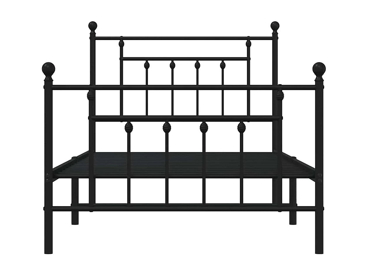 Lit simple | Lit adulte, enfant | Cadre de lit métal avec pied de lit noir 100x190cm