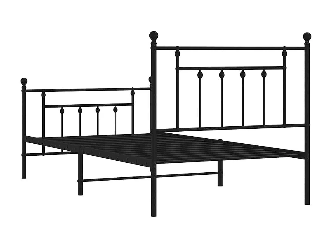 Lit simple | Lit adulte, enfant | Cadre de lit métal avec pied de lit noir 100x190cm