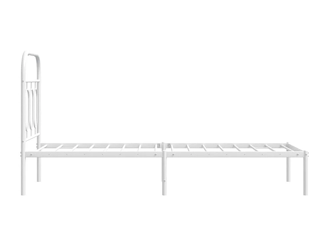 Lit simple | Lit adulte, enfant | Cadre de lit métal avec tête de lit blanc 75x190cm