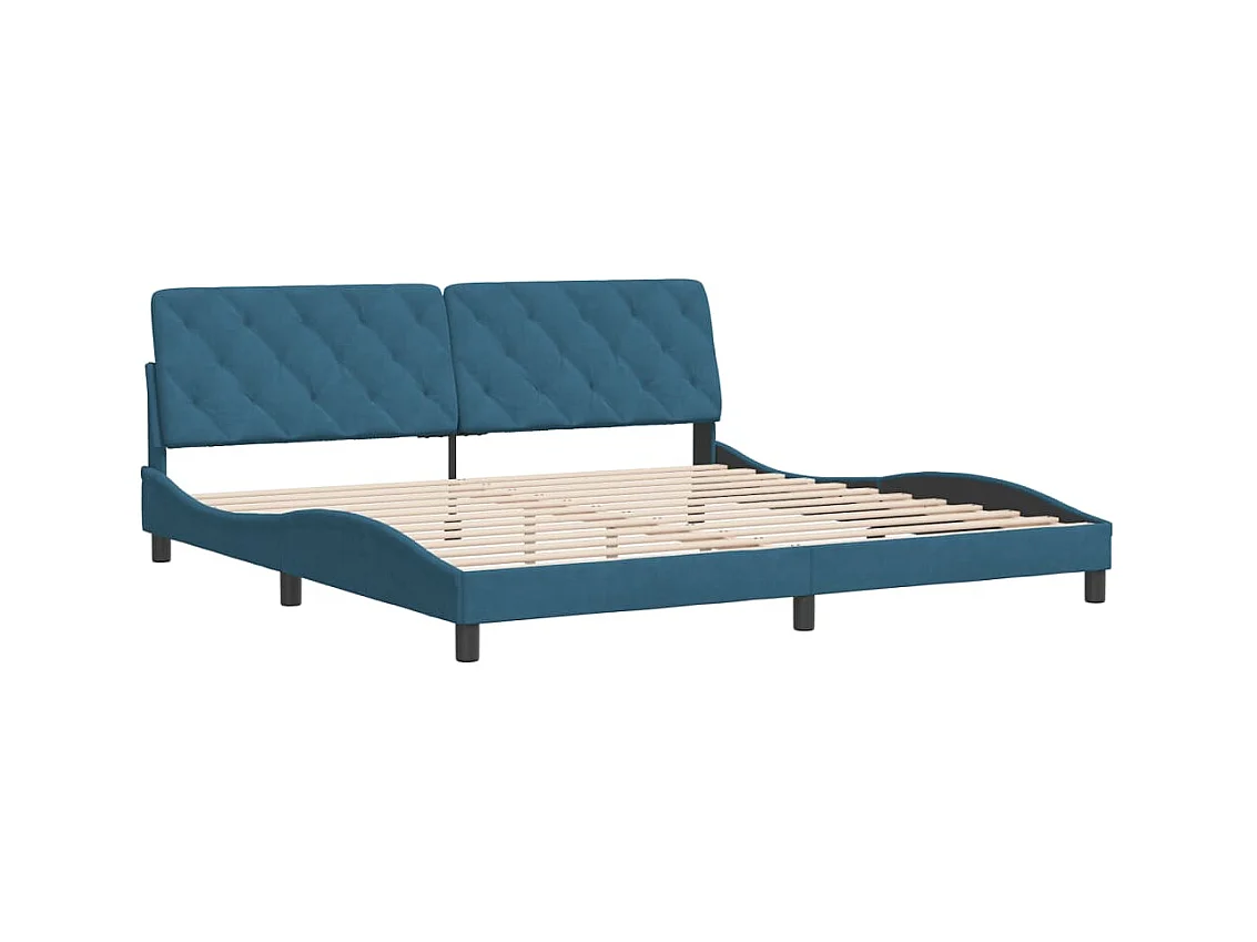 Lit double | Lit adulte | Cadre de lit bleu 200x200 cm velours