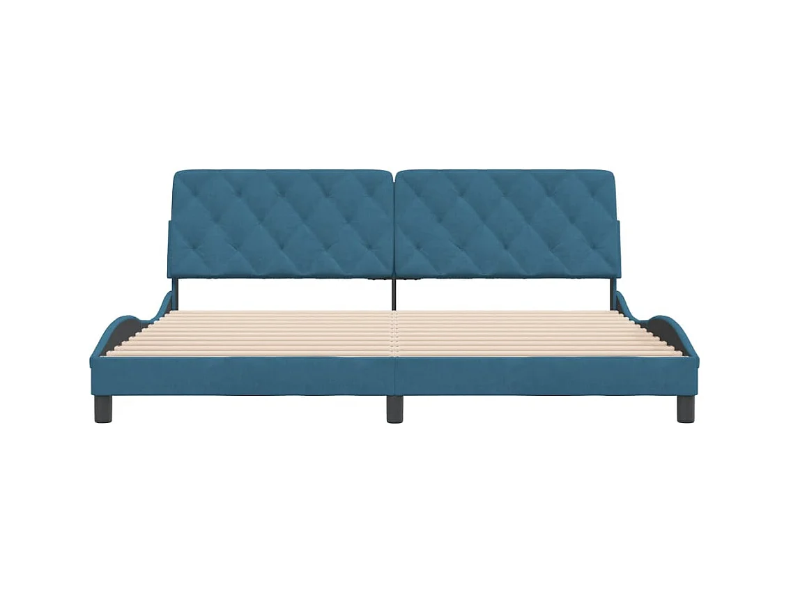 Lit double | Lit adulte | Cadre de lit bleu 200x200 cm velours