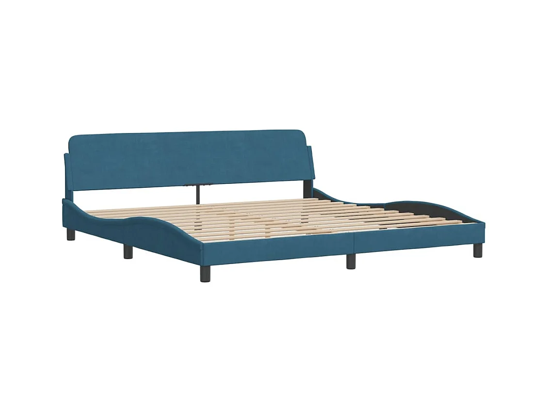 Lit double | Lit adulte | Cadre de lit bleu 200x200 cm velours