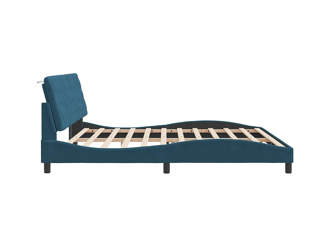 Lit double | Lit adulte | Cadre de lit bleu 200x200 cm velours