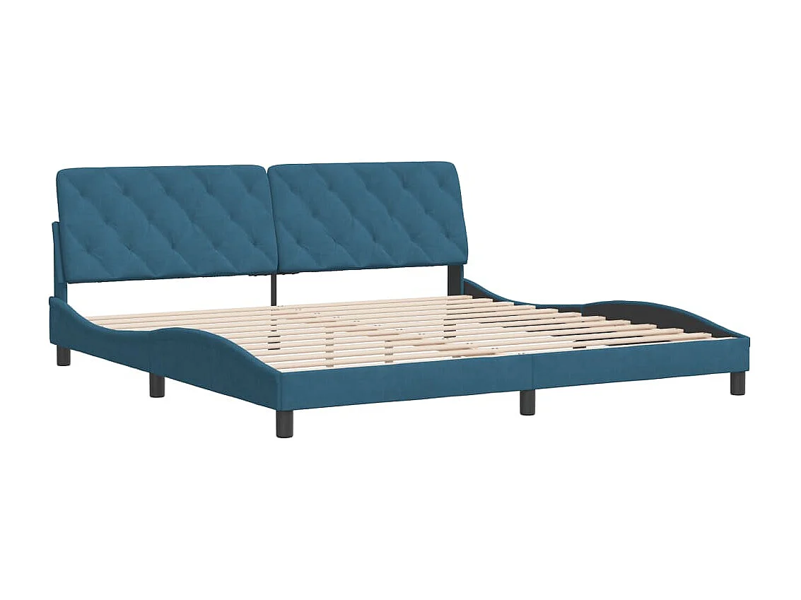 Lit double | Lit adulte | Cadre de lit bleu 200x200 cm velours