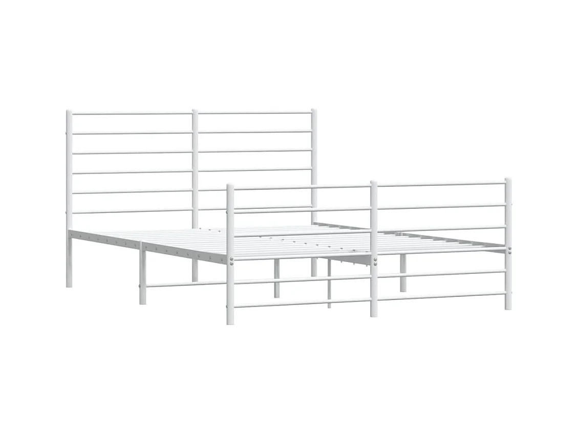 Lit double | Lit adulte | Cadre de lit métal et pied de lit blanc 140x190 cm