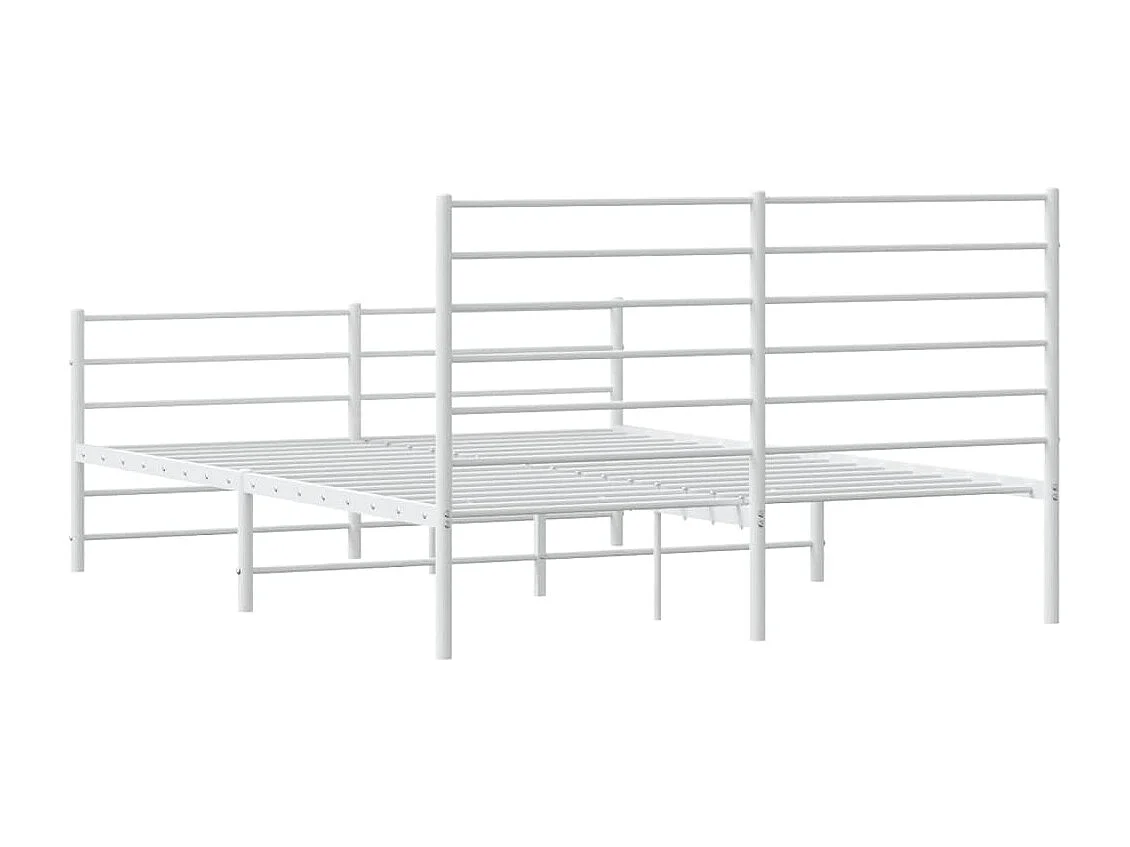 Lit double | Lit adulte | Cadre de lit métal et pied de lit blanc 140x190 cm