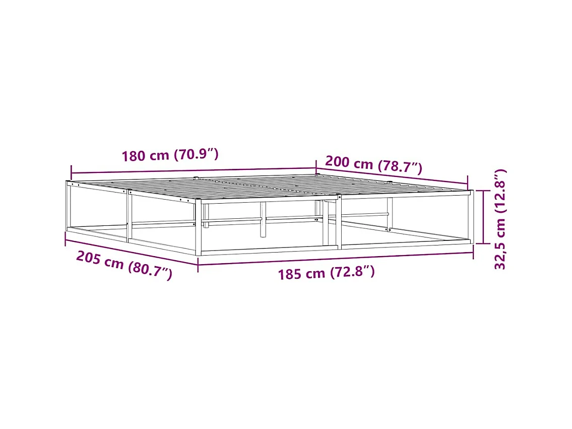 Letto per adulti | Letto matrimoniale | Giroletto senza Materasso Bianco 180x200 cm Metallo