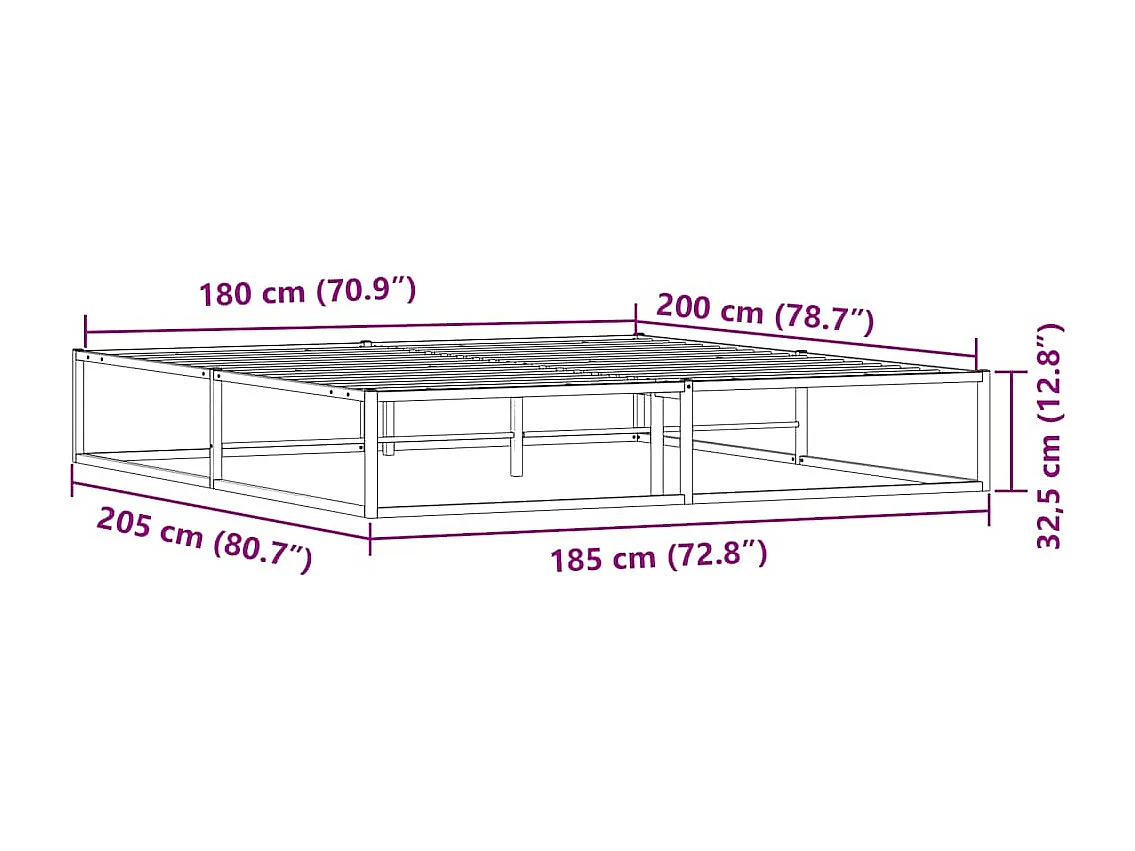 Letto per adulti | Letto matrimoniale | Giroletto senza Materasso Bianco 180x200 cm Metallo