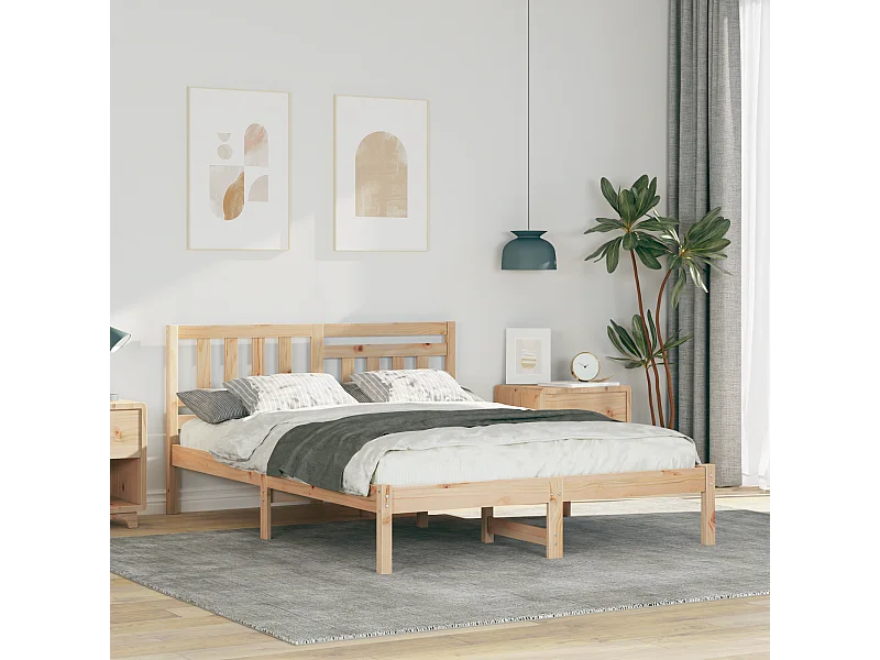 Lit simple | Lit adulte, enfant | Cadre de lit Marron 120x190 cm Bois massif en pin