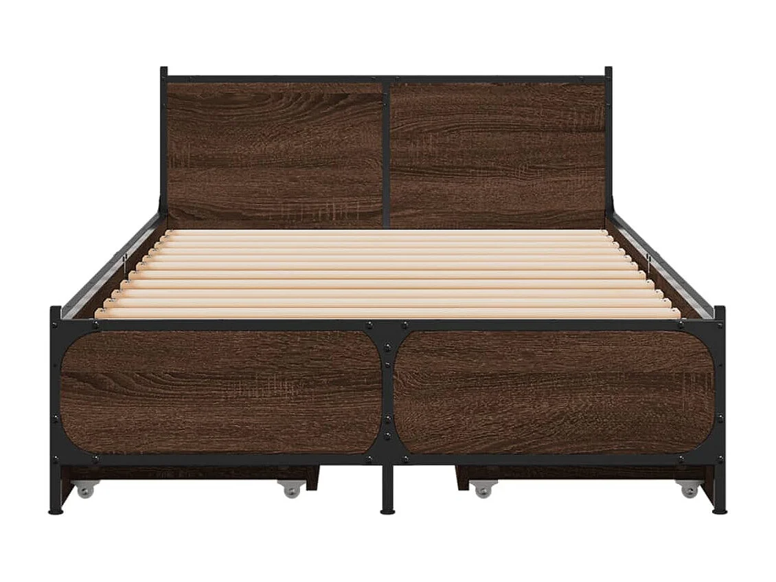 Lit simple | Lit adulte, enfant | Cadre de lit avec tiroirs chêne marron 75x190 cm