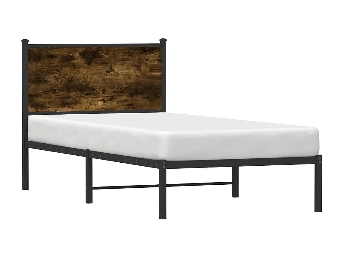 Lit simple | Lit adulte, enfant | Cadre de lit en métal chêne fumé 80x200 cm