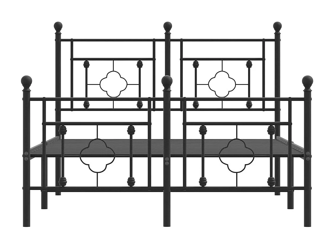 Lit simple | Lit adulte, enfant | Cadre de lit métal avec pied de lit noir 120x190cm