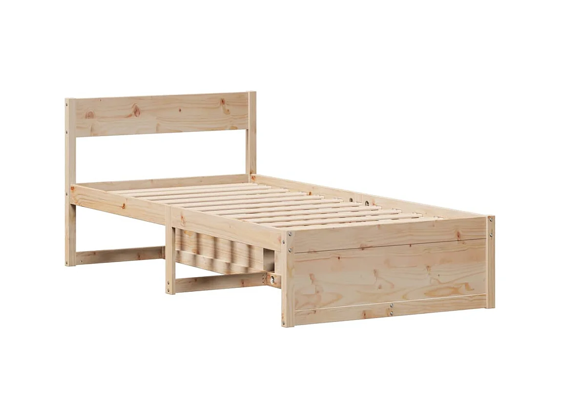 Letto per adulti | Letto singolo | Giroletto senza Materasso 100x200 cm in Legno Massello di Pino
