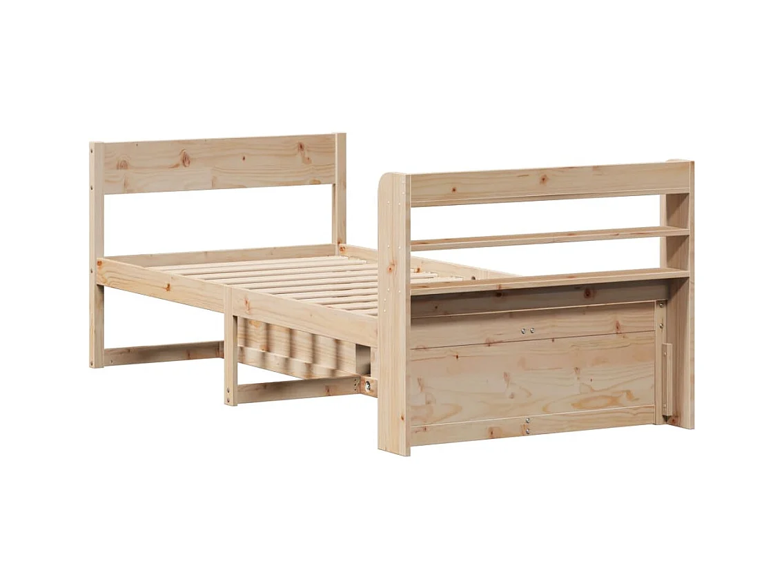 Letto per adulti | Letto singolo | Giroletto senza Materasso 100x200 cm in Legno Massello di Pino