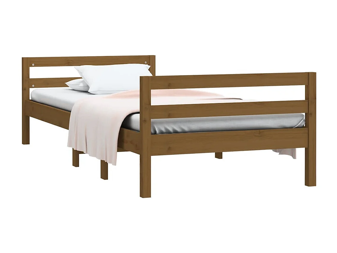 Lit simple | Lit adulte, enfant | Cadre de lit marron miel 75x190 cm bois pin massif