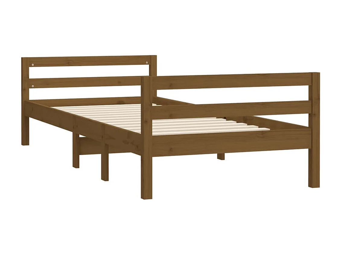 Lit simple | Lit adulte, enfant | Cadre de lit marron miel 75x190 cm bois pin massif