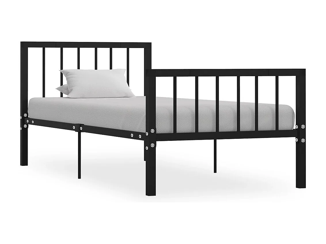 Lit simple | Lit adulte, enfant | Cadre de lit noir métal 100x200 cm