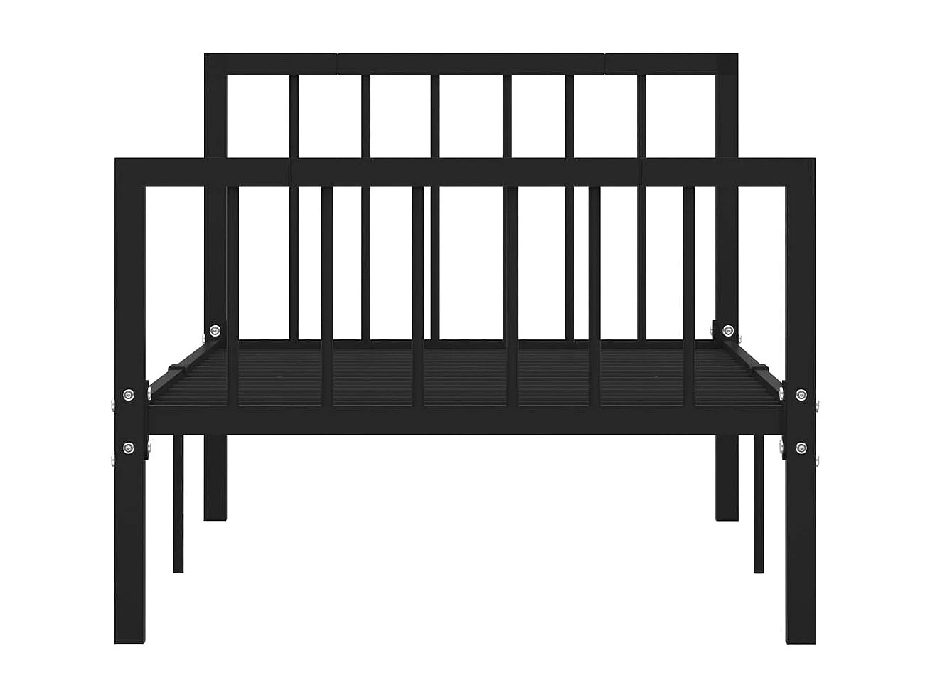 Lit simple | Lit adulte, enfant | Cadre de lit noir métal 100x200 cm