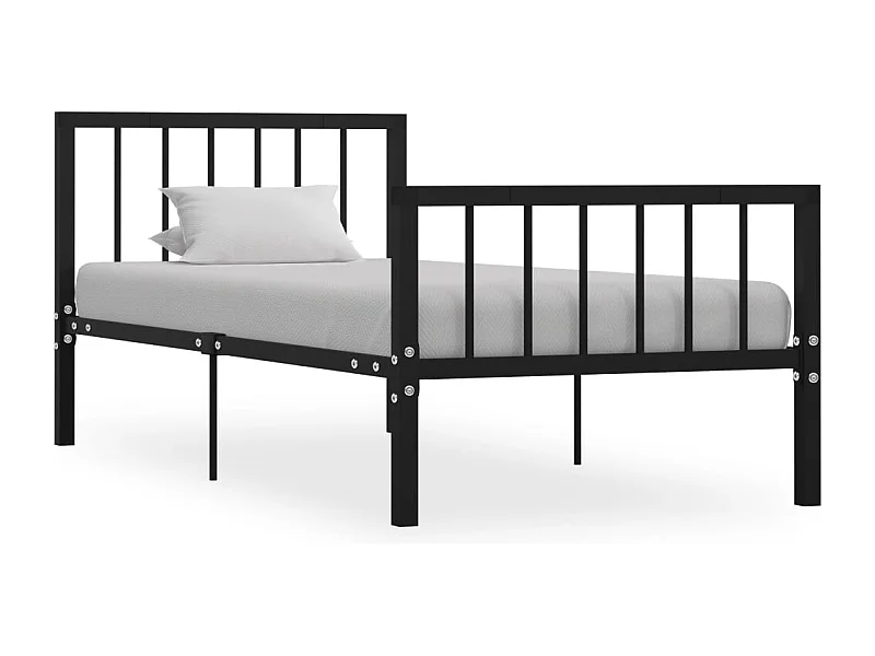 Lit simple | Lit adulte, enfant | Cadre de lit noir métal 100x200 cm