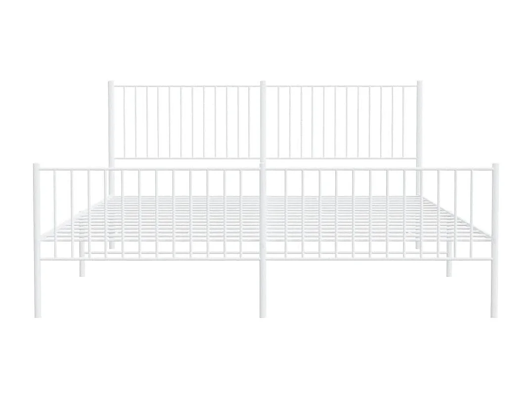 Lit double | Lit adulte | Cadre de lit métal et pied de lit blanc 200x200 cm