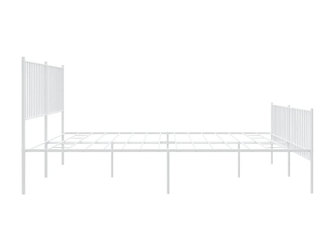 Lit double | Lit adulte | Cadre de lit métal et pied de lit blanc 200x200 cm